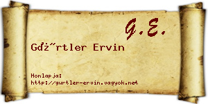 Gürtler Ervin névjegykártya